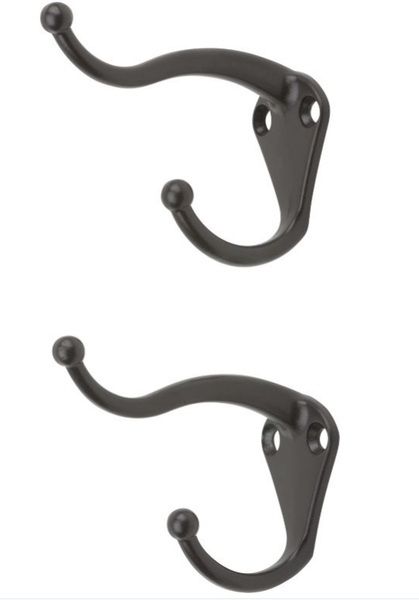 National Hardware N330-761 V160 Coat and Hat Hook, 35 lb, 2-Hook, Zinc, Oil-Rubbed Bronze Pair