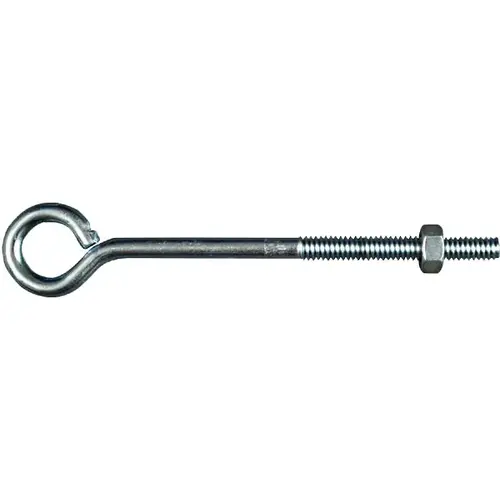 Eye Bolt, 1/4-20 Thread, 3 in L Thread, 0.56 in ID Dia Eye, 4.02 in L Shank, Steel, Zinc