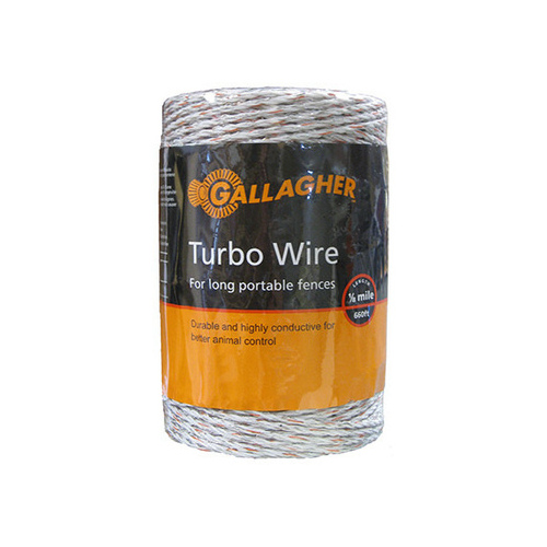 Electric Fence Turbo Wire, Ultra White, 1/16-In. x 656-Ft.