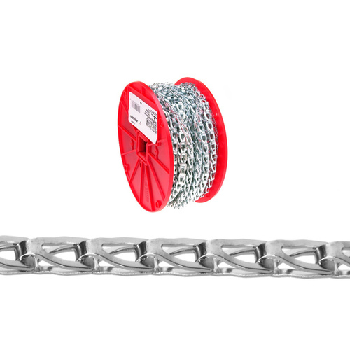 Campbell T0723727N Sash Chain, 100 ft L, 106 lb Working Load, Steel, Bright Zinc