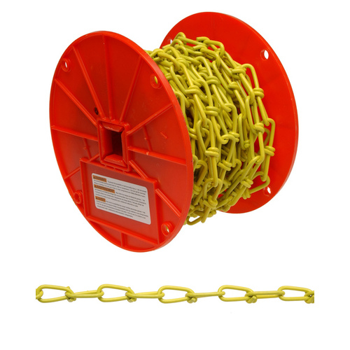 CAMPBELL CHAIN PD0722087N 2/0 Double Loop (Inco) Chain, Yellow Polycoat - 50' per Reel