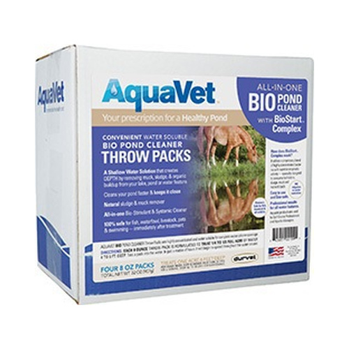 Aquavet Bio Pond Cleaner Throw Packs - 4 x 8-oz