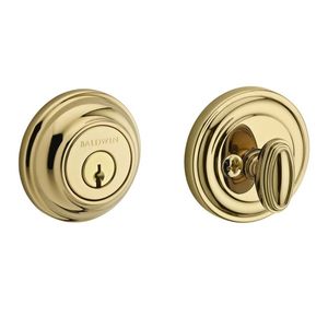 Single Cylinder Traditional Round Deadbolt with 6AL Latch, Dual Strike, and SmartKey Lifetime Brass Finish