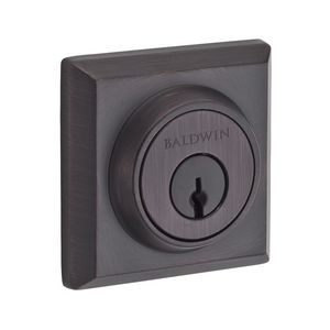 Single Cylinder Traditional Square Deadbolt with 6AL Latch and Dual Strike Venetian Bronze by Satin Nickel Finish