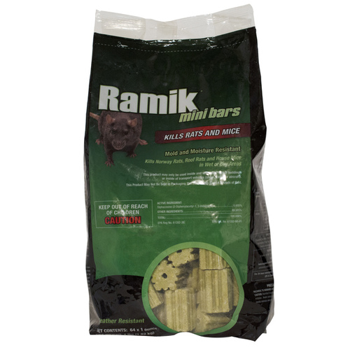 NEOGEN CORPORATION 116331 Ramik Mini-Bars Rat & Mouse Killer (4-lbs) pack of 64 Green/Yellow