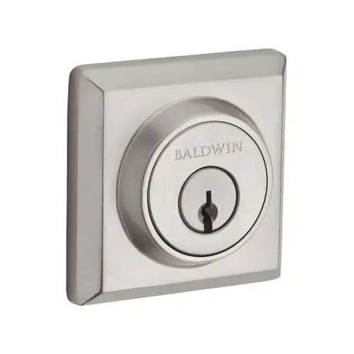 Double Cylinder Traditional Square Deadbolt with 6AL Latch, Dual Strike, and SmartKey Satin Nickel Finish