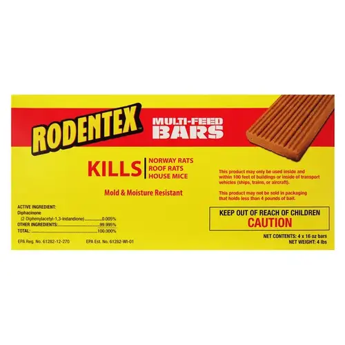 CENTRAL LIFE SCIENCE 100513318 Rodentex Multi-Feed Control Bars pack of 4