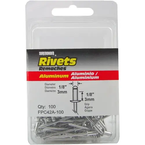 Surebonder Aluminum Short Rivets 1/8" pack of 100