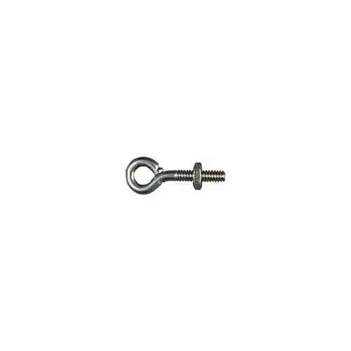 Eye Bolt, #10-24 Thread, 1-1/4 in L Thread, 0.28 in ID Dia Eye, 1.41 in L Shank, Steel, Zinc