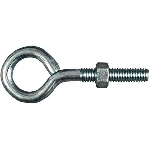 Eye Bolt, 5/16-18 Thread, 1-3/4 in L Thread, 3/4 in ID Dia Eye, 1.97 in L Shank, Steel, Zinc - pack of 10