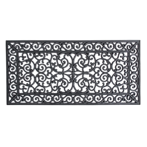 AmeriHome 4' x 2' Decorative Scrollwork Entryway Rubber Door Mat