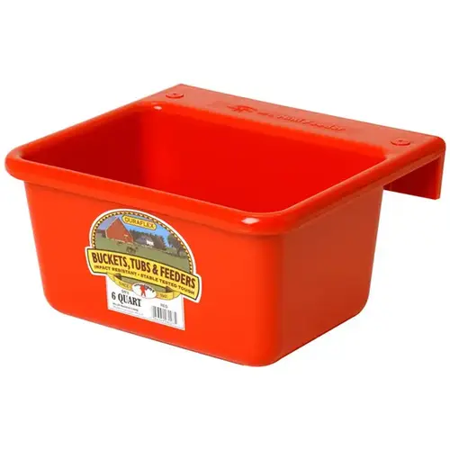 Hook Over Feeder, 6 qt Volume, DuraFlex Plastic, Red