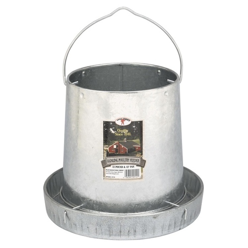 Poultry Feeder, 12 lb Capacity, Rolled Edge, Galvanized Steel - pack of 6