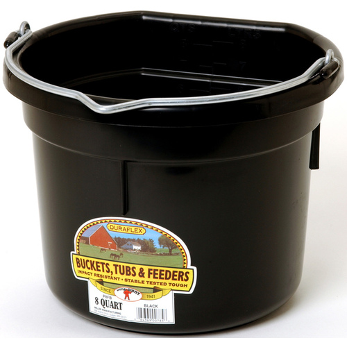 Plastic Flat Back Bucket 8 Qt - Black