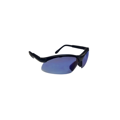 Lightweight Safety Glasses, Universal, Blue Mirror Lens, Black Frame