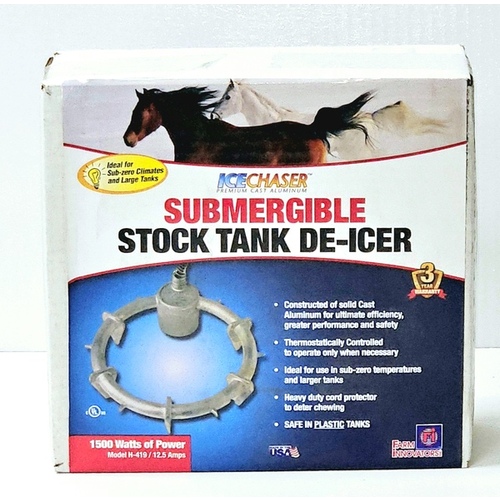 De-Icer, Submersible, Thermostat Control, Aluminum, 1500-Watt