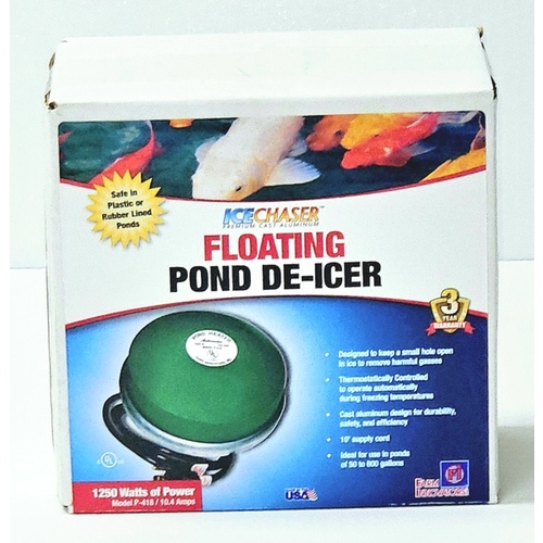 Ice Chaser P-418 Pond De-Icer, 50 to 60 gal Tank, 10 ft L Cord, 1250 W