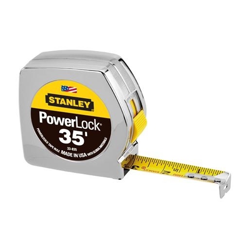 Tape Measure PowerLock 35ft x 1" Chrome ABS with Yellow Tape Silver