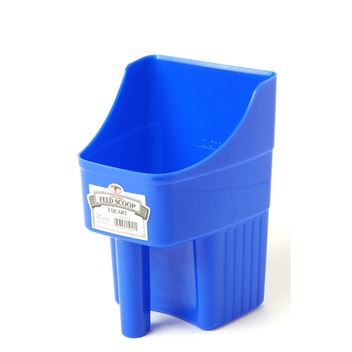 Feed Scoop, 3 qt Capacity, Polypropylene, Blue, 6-1/4 in L