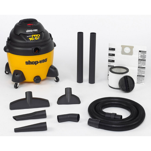 Shop-Vac 8252605 Wet/Dry Vacuum, 16 gal Vacuum, 150 cfm Air, Cartridge, Disposable Filter, 6.5 hp, 120 VAC