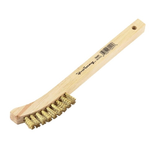 Wire Brush - Brass Bristles, Wood Handle Curved 2" x 9"