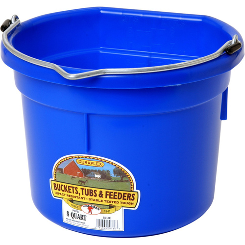 Plastic Flat Back Bucket 8 Qt - Blue