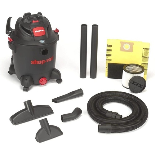 Shop-Vac 8251205 Wet/Dry Vacuum, 12 gal Vacuum, 140 cfm Air, Cartridge, Disposable Filter, 5.5 hp, 120 VAC