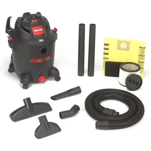 Wet/Dry Vacuum, 12 gal Vacuum, 140 cfm Air, Cartridge, Disposable Filter, 5.5 hp, 120 VAC