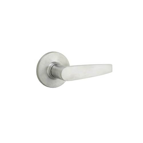 UL Listed Winston Passage Door Lever Set with Round Rose from the SafeLock Series Satin Chrome