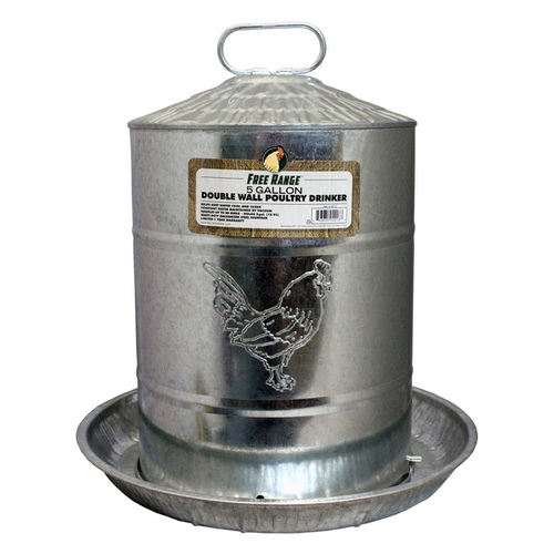 Poultry Drinker Double-Wall Galvanized Steel, 5-Gals.