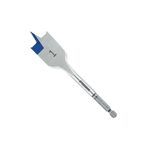 Irwin 87916 Spade Drill Bit, 1 in Dia, 4 in OAL, Flat Flute, 1/4 in Dia Shank, Hex Shank Bright