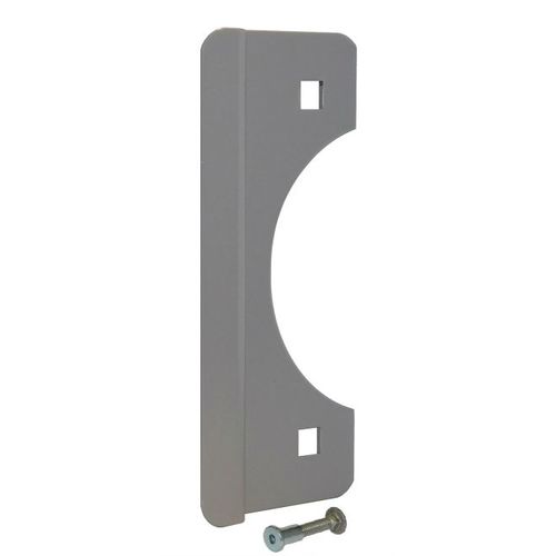 2-5/8" x 6" Short Latch Protector for Outswing Doors with EBF Fasteners Silver Coated Finish