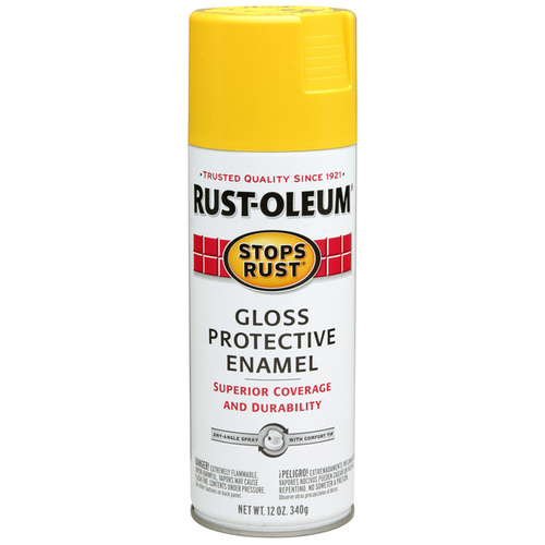 STOPS RUST Protective Enamel Spray Paint, Gloss, Sunburst Yellow, 12 oz, Aerosol Can