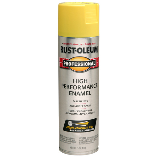 High Performance Enamel Spray Paint, Gloss, Safety Yellow, 15 oz, Aerosol Can - pack of 6