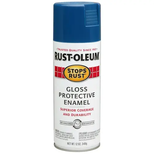 STOPS RUST Protective Enamel Spray Paint, Gloss, Royal Blue, 12 oz, Aerosol Can