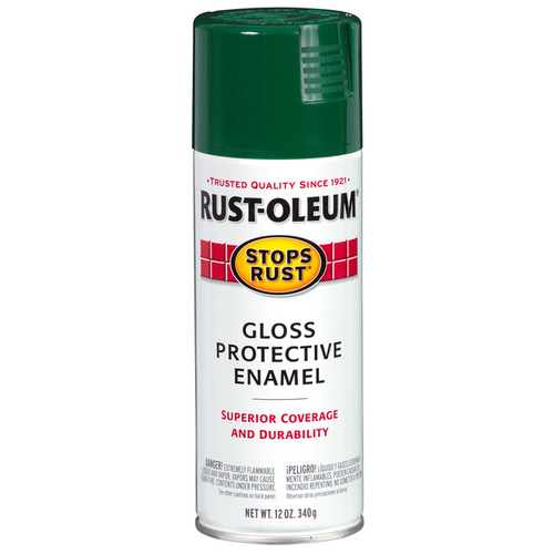 STOPS RUST Protective Enamel Spray Paint, Gloss, Hunter Green, 12 oz, Aerosol Can