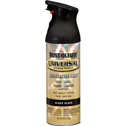 UNIVERSAL Gloss Spray Paint, Gloss, Black, 12 oz, Aerosol Can - pack of 6