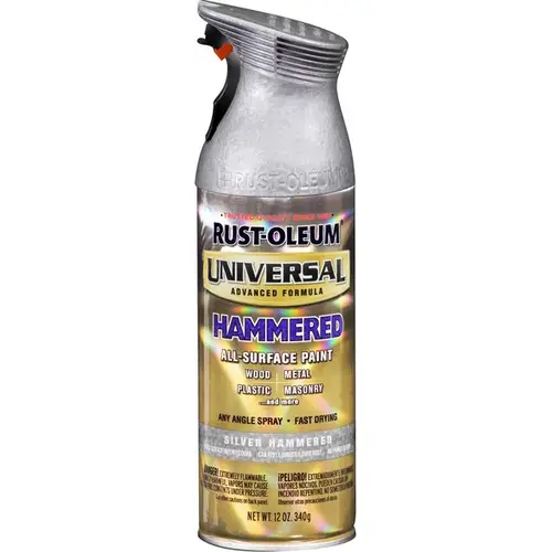 UNIVERSAL Spray Paint, Hammered, Silver, 12 oz, Aerosol Can