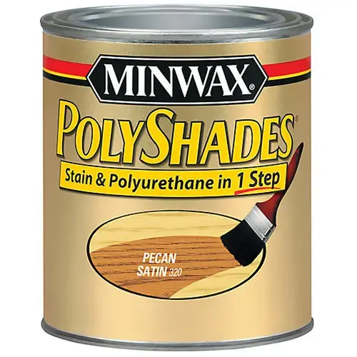 PolyShades Wood Stain and Polyurethane, Satin, Pecan, Liquid, 1 qt, Can