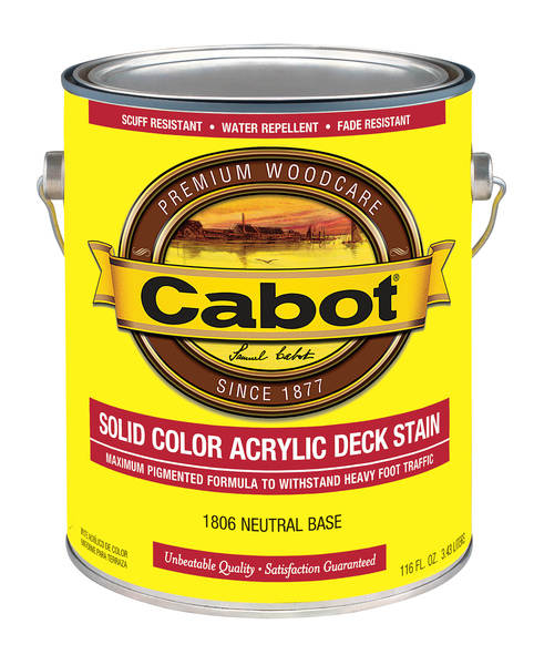 Cabot 140.0001806.007 1800 Series 140.000.007 Solid Color Decking Stain, Neutral, Liquid, 1 gal