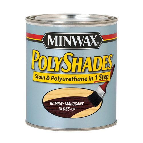 PolyShades Wood Stain and Polyurethane, Gloss, Bombay Mahogany, Liquid, 1 qt, Can