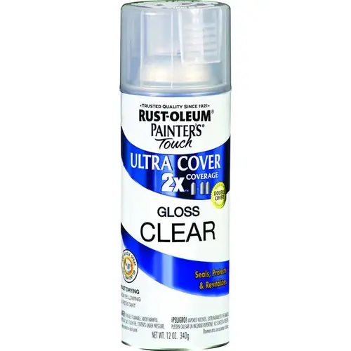 PAINTER'S Touch Clear Spray Paint, Gloss, Clear, 12 oz, Aerosol Can - pack of 6