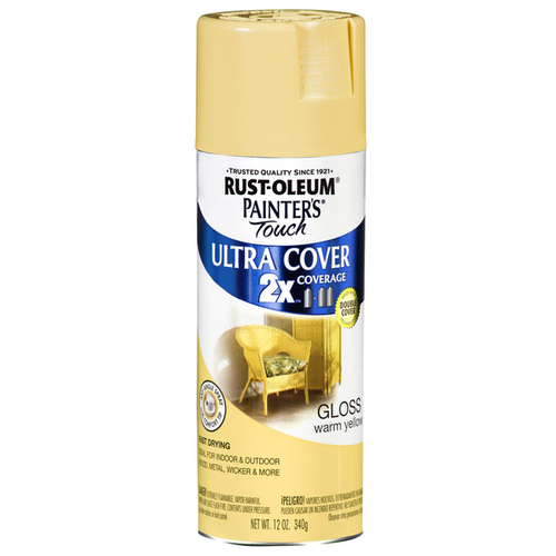 PAINTER'S Touch Gloss Spray Paint, Gloss, Warm Yellow, 12 oz, Aerosol Can