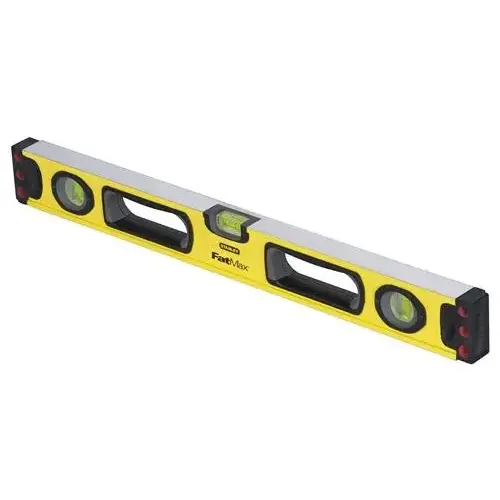 Box Beam Level, 24 in L, 3-Vial, 2-Hang Hole, Non-Magnetic, Aluminum, Yellow