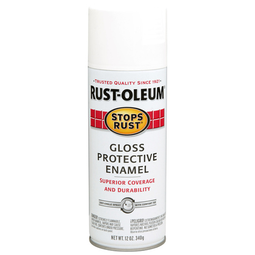 STOPS RUST Protective Enamel Spray Paint, Gloss, White, 12 oz, Aerosol Can