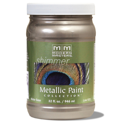 Metallic Paint Shimmer Satin Warm Silver Water-Based 6 oz Warm Silver