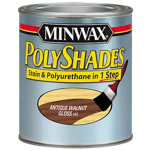 PolyShades 4444 Wood Stain and Polyurethane, Antique Walnut, Liquid, 0.5 pt, Can