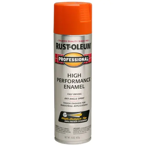 High Performance Enamel Spray Paint, Gloss, Safety Orange, 15 oz, Aerosol Can - pack of 6