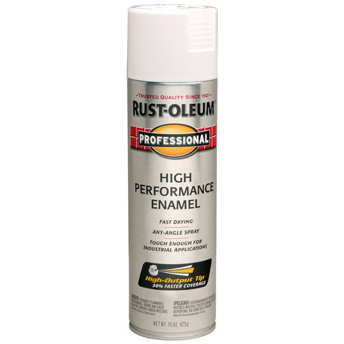 High Performance Enamel Spray Paint, Gloss, White, 15 oz, Aerosol Can