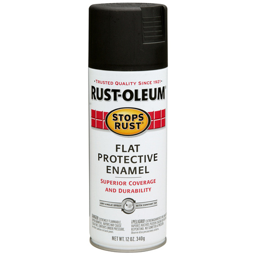 STOPS RUST Protective Enamel Spray Paint, Flat, Black, 12 oz, Aerosol Can - pack of 6